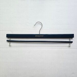 Pendleton Navy Blue Wooden Blanket Hanger Silver Hardware 15.5 Inch